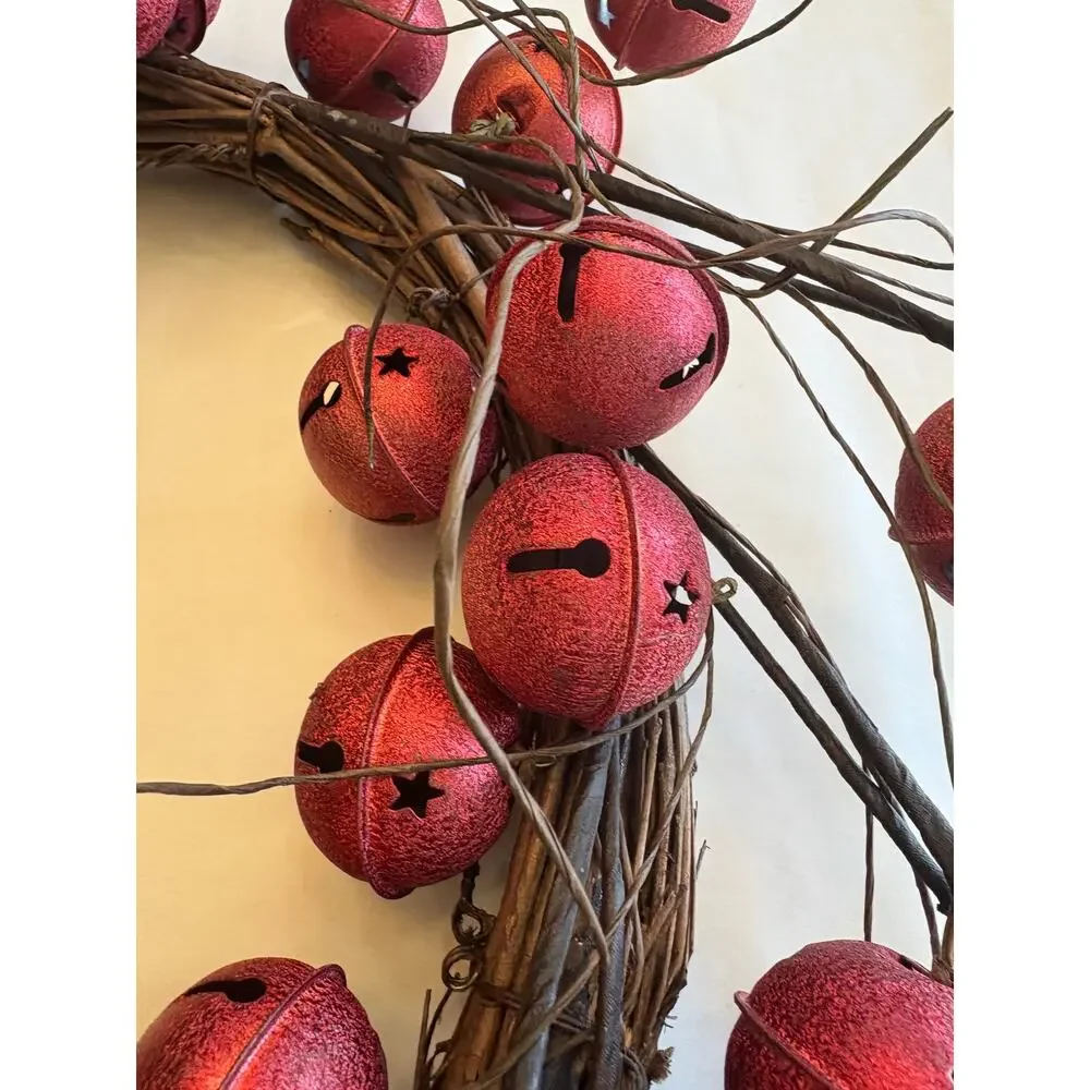 Red Metal jingle bell Christmas wreath